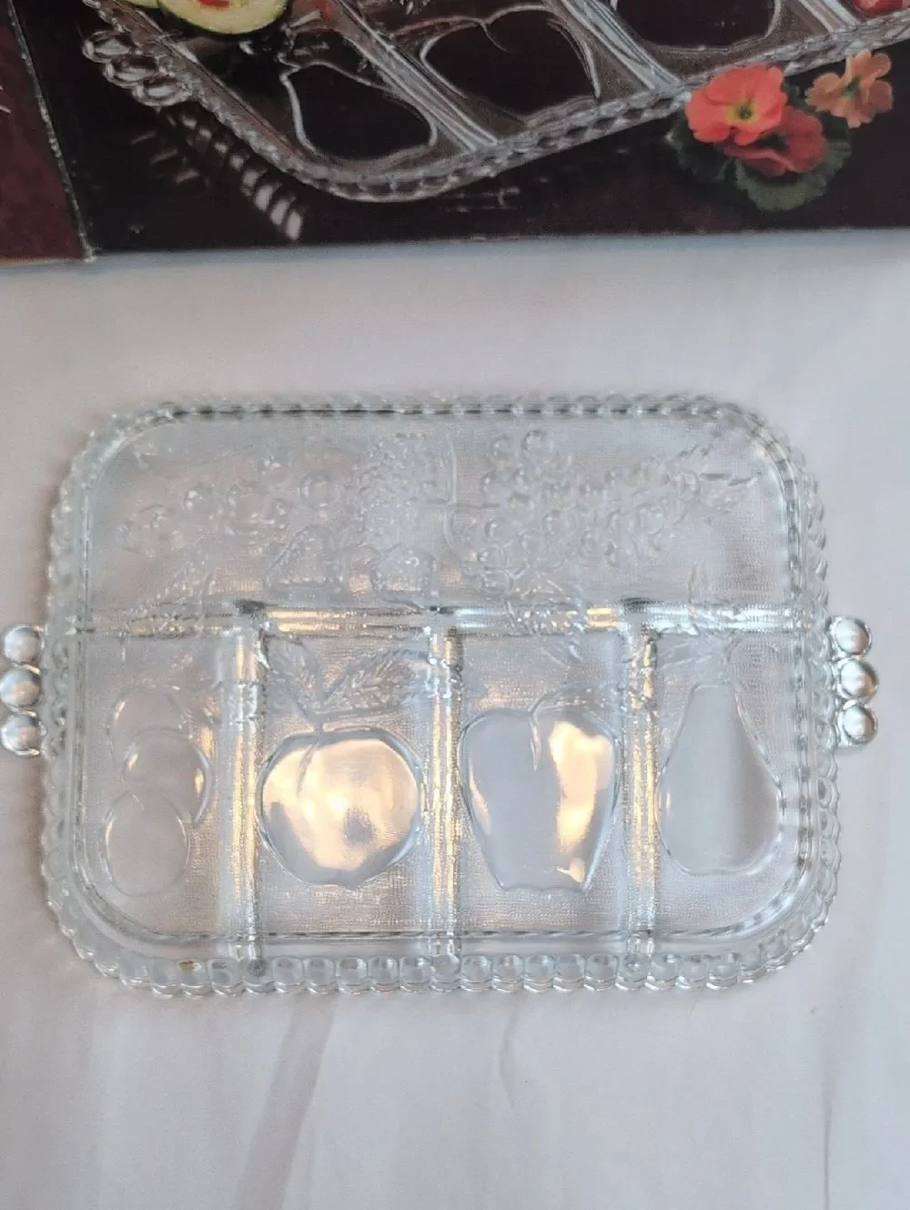 Indiana Glass Five Part Relish Glass Serving Tray Vintage Original Box